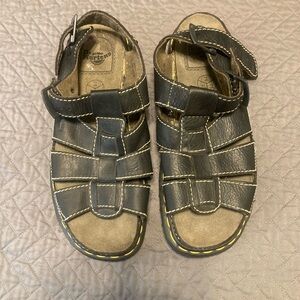 Dr. Martens Black Sandals with Yellow Stitching